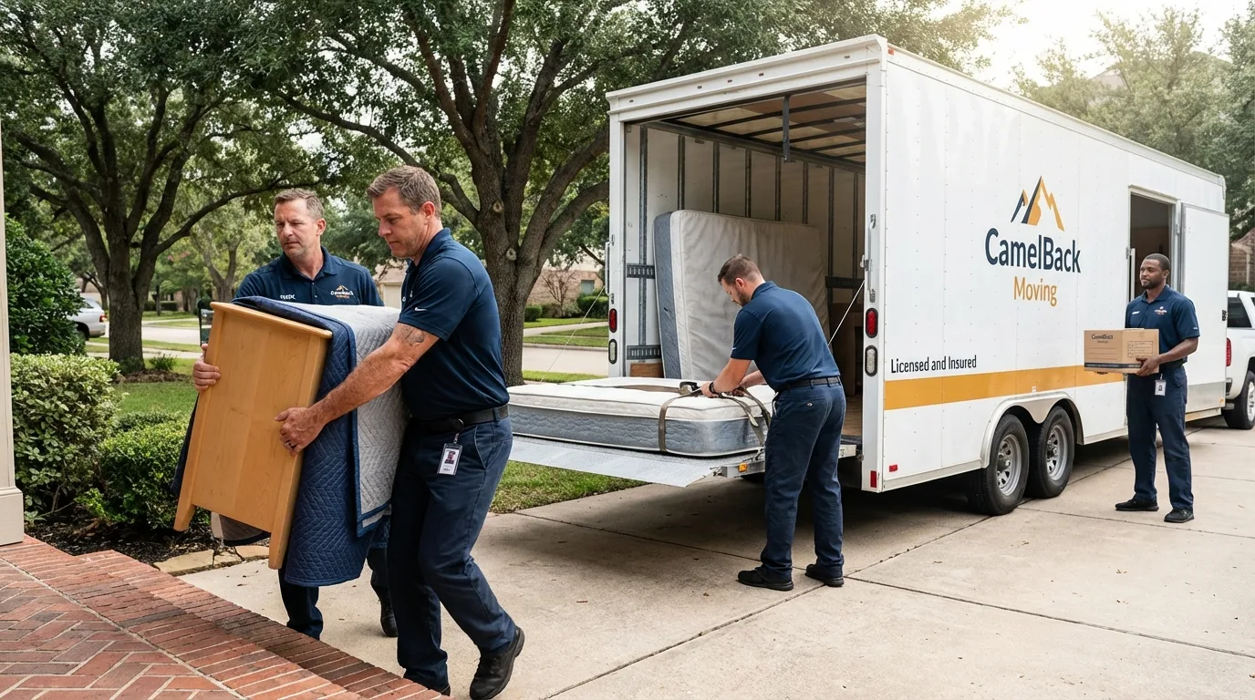 Crew loading residential truck for cross-state move from Brandon, MS